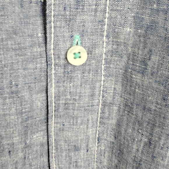 Tommy Bahama Sea Glass Breezer Linen Button Front Shirt Mens Size XL Blue Beachy - Picture 3 of 8
